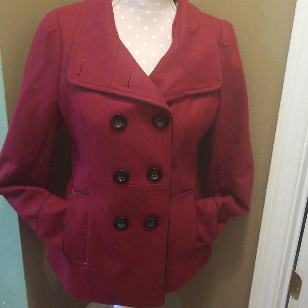 Red with black trim Steve Madden Peacoat